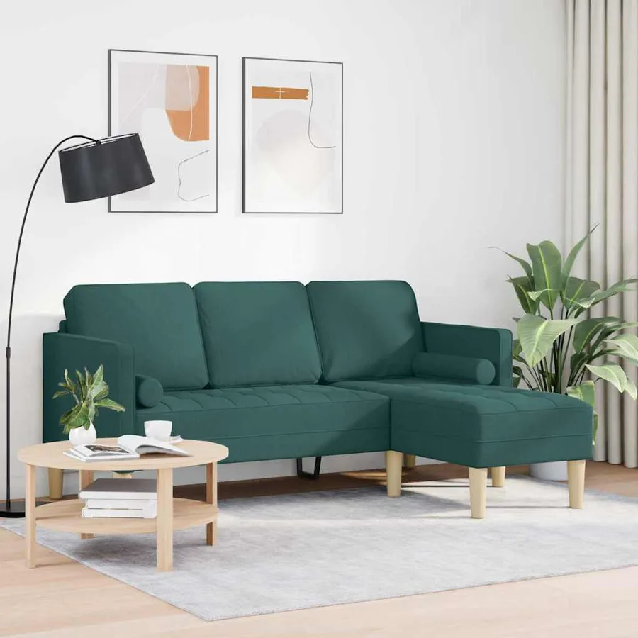 Ensemble de Canapés avec coussin Vert foncé Polyester - 3