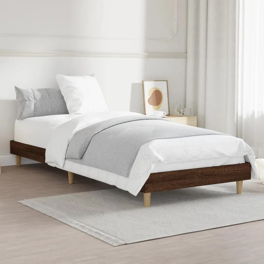 Cadre de lit sans matelas chêne marron 75x190cm bois ingénierie - 4
