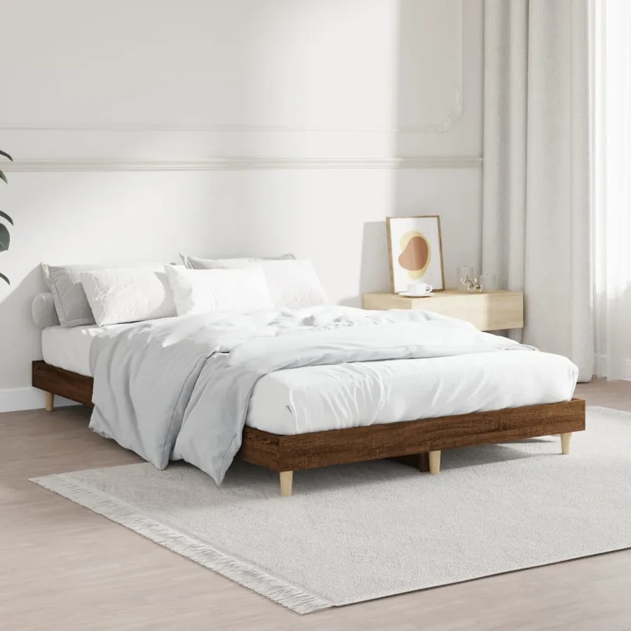 Cadre de lit sans matelas chêne marron 120x190 cm - 4