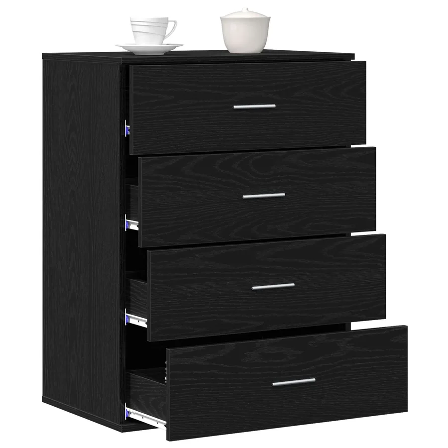Buffet avec tiroir Chêne noir 60 x 39 x 80 cm Bois d'ingénierie - 3