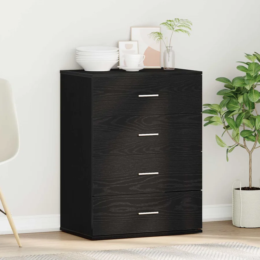 Buffet avec tiroir Chêne noir 60 x 39 x 80 cm Bois d'ingénierie - 4