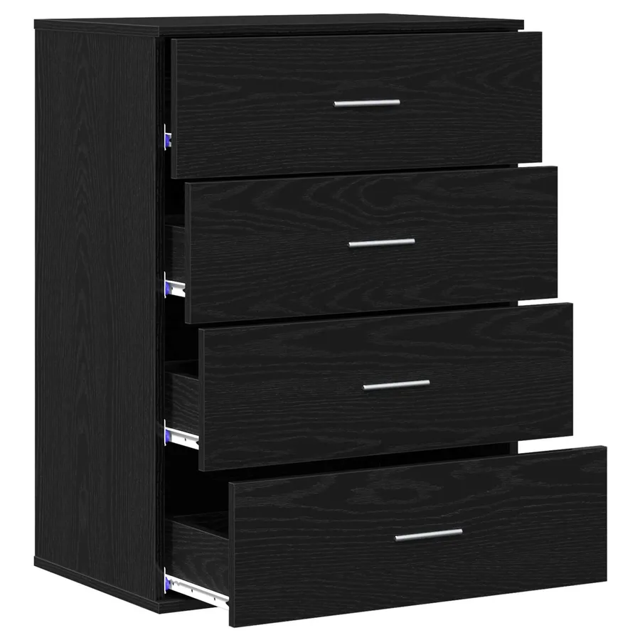 Buffet avec tiroir Chêne noir 60 x 39 x 80 cm Bois d'ingénierie - 5