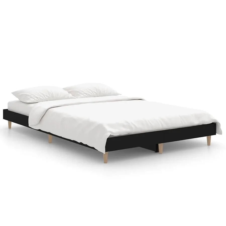 Cadre de lit sans matelas noir 120x190 cm bois d'ingénierie - 2