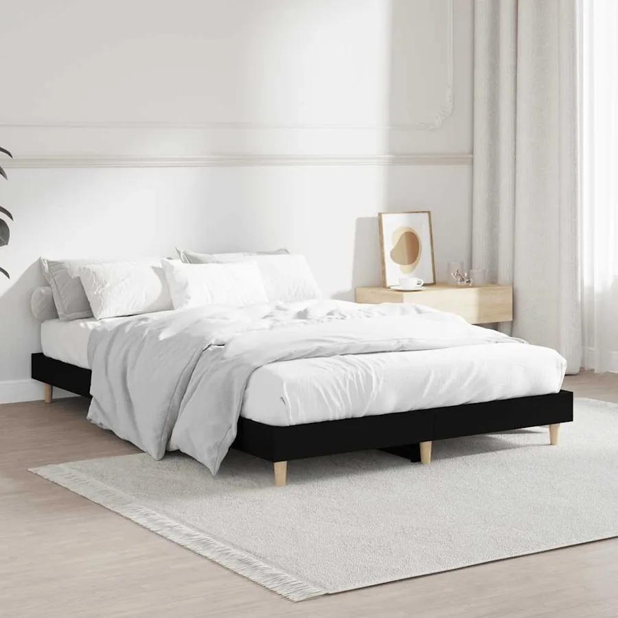 Cadre de lit sans matelas noir 120x190 cm bois d'ingénierie - 4