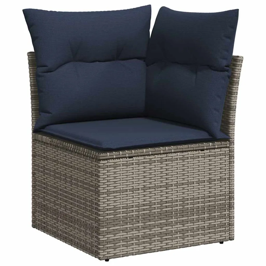 Ensemble de canapé de jardin 6 pcs avec coussins gris résine tressée - 4