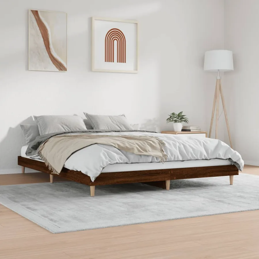 Cadre de lit sans matelas chêne marron 200x200 cm - 4