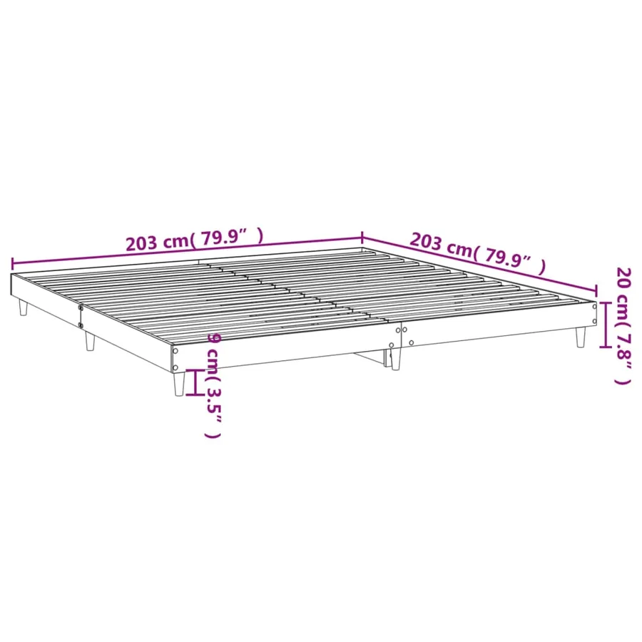 Cadre de lit sans matelas chêne marron 200x200 cm - 9