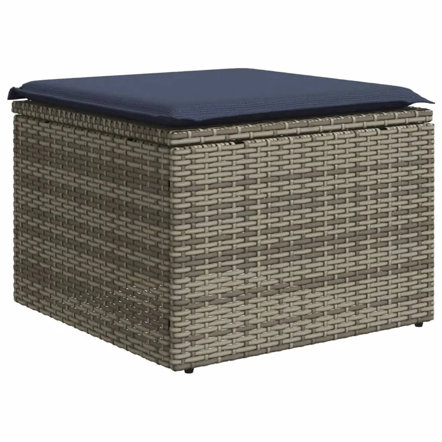 Ensemble de canapé de jardin 11 pcs avec coussins gris résine tressée - 5