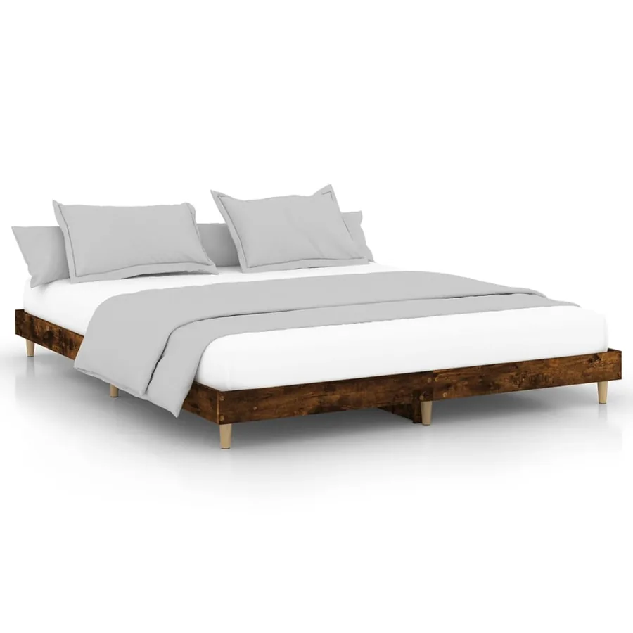 Cadre de lit sans matelas chêne fumé 200x200 cm bois ingénierie - 2