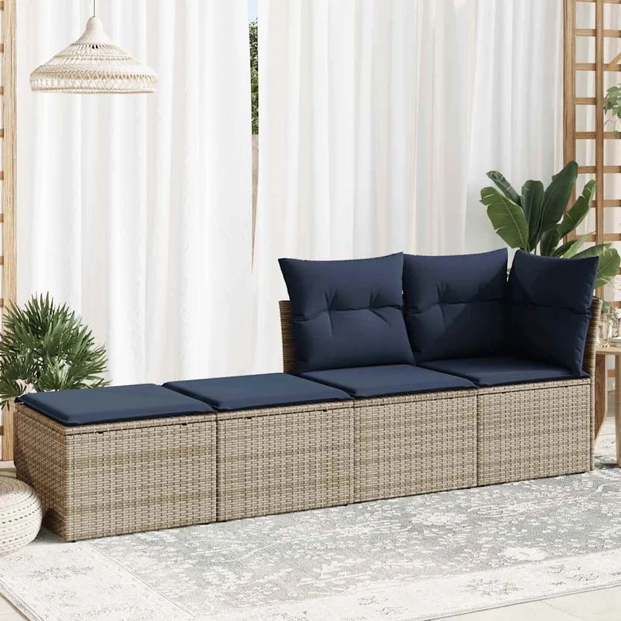 Salon de jardin 2 pcs avec coussins gris résine tressée acacia - 3