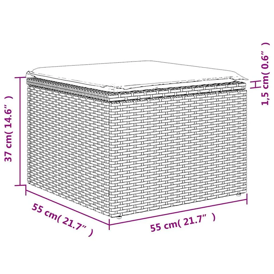 Salon de jardin 6 pcs avec coussins gris résine tressée - 11