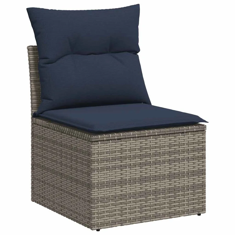 Salon de jardin 6 pcs avec coussins gris résine tressée - 4