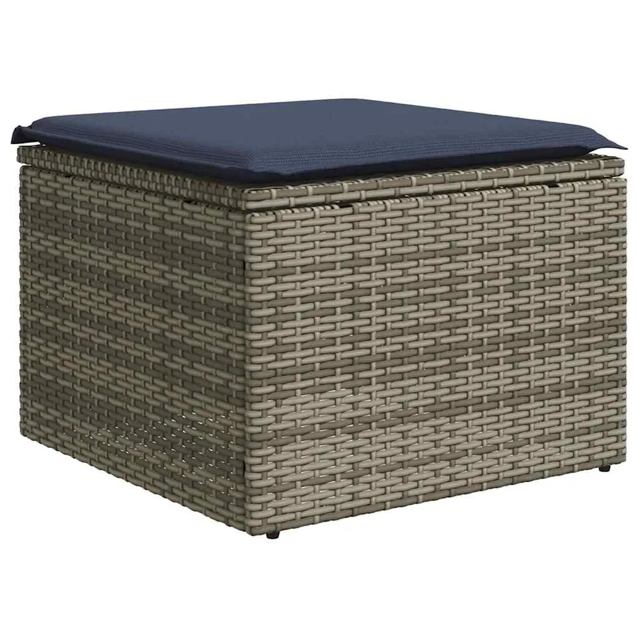Salon de jardin 6 pcs avec coussins gris résine tressée - 5