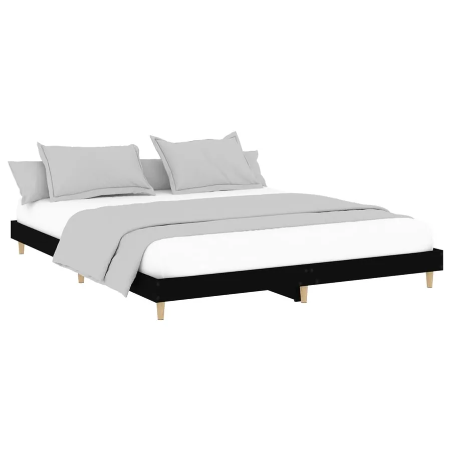 Cadre de lit sans matelas noir 200x200 cm bois d'ingénierie - 3