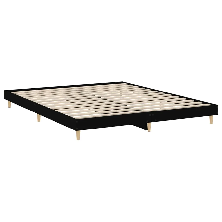 Cadre de lit sans matelas noir 200x200 cm bois d'ingénierie - 5