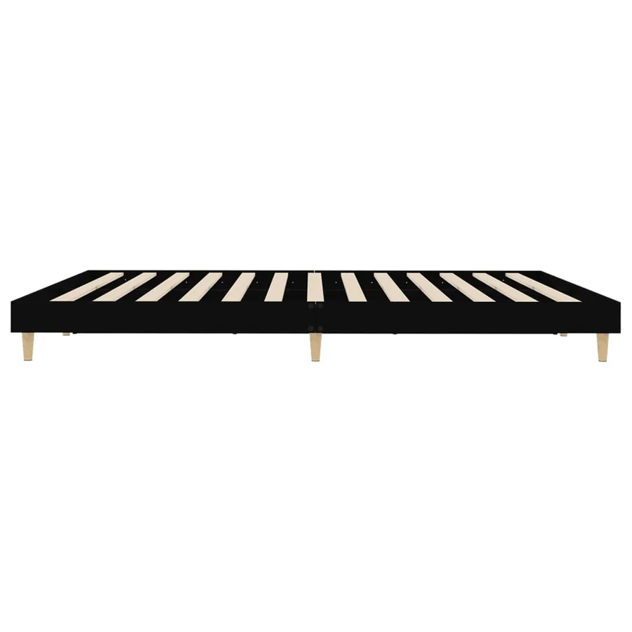 Cadre de lit sans matelas noir 200x200 cm bois d'ingénierie - 7