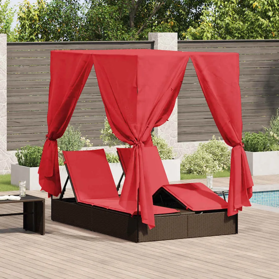 Transat double Réglable Rouge 205 x 129 x 200 cm polyrotin