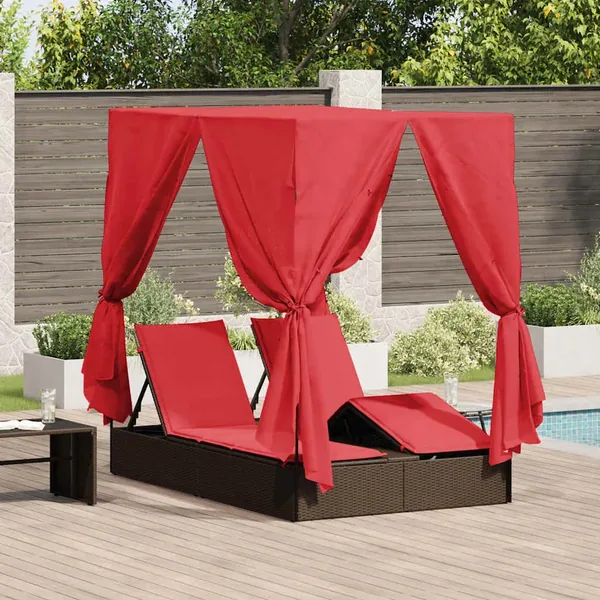 Transat double Réglable Rouge 205 x 129 x 200 cm polyrotin