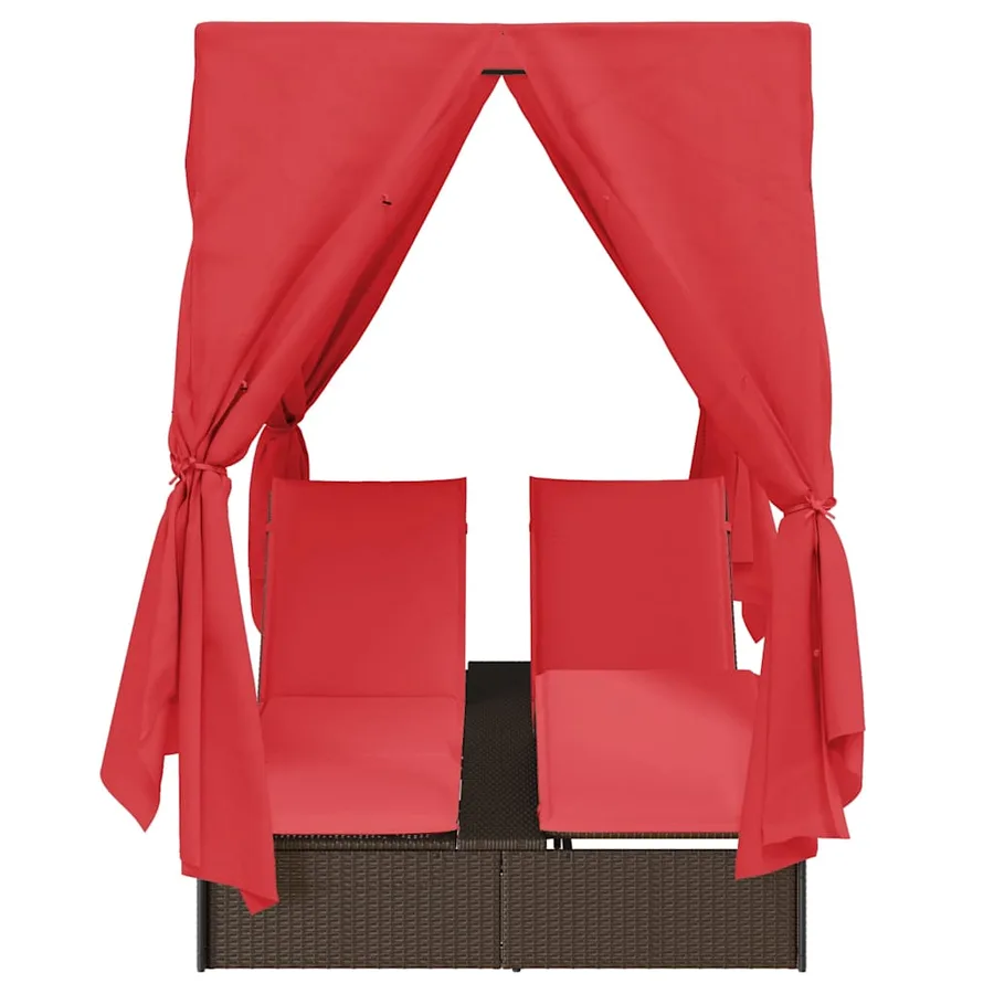 Transat double Réglable Rouge 205 x 129 x 200 cm polyrotin - 5
