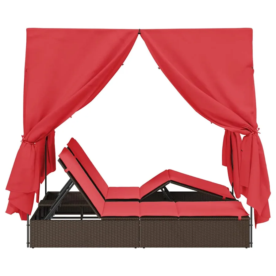 Transat double Réglable Rouge 205 x 129 x 200 cm polyrotin - 6