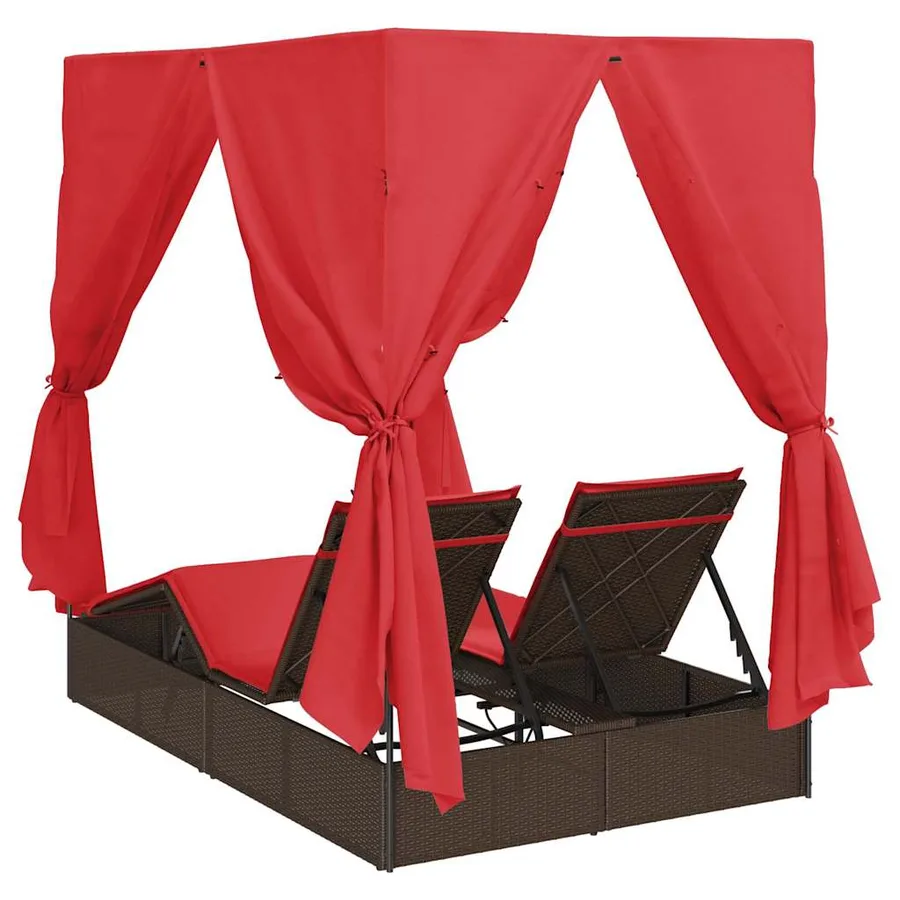 Transat double Réglable Rouge 205 x 129 x 200 cm polyrotin - 7