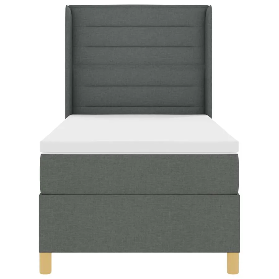 Lit à ressorts avec matelas Gris foncé 80 x 200 cm tissu - 7