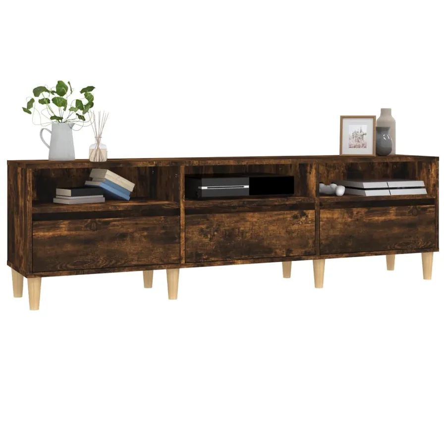 Meuble TV chêne fumé 150x30x44,5 cm bois d'ingénierie - 4