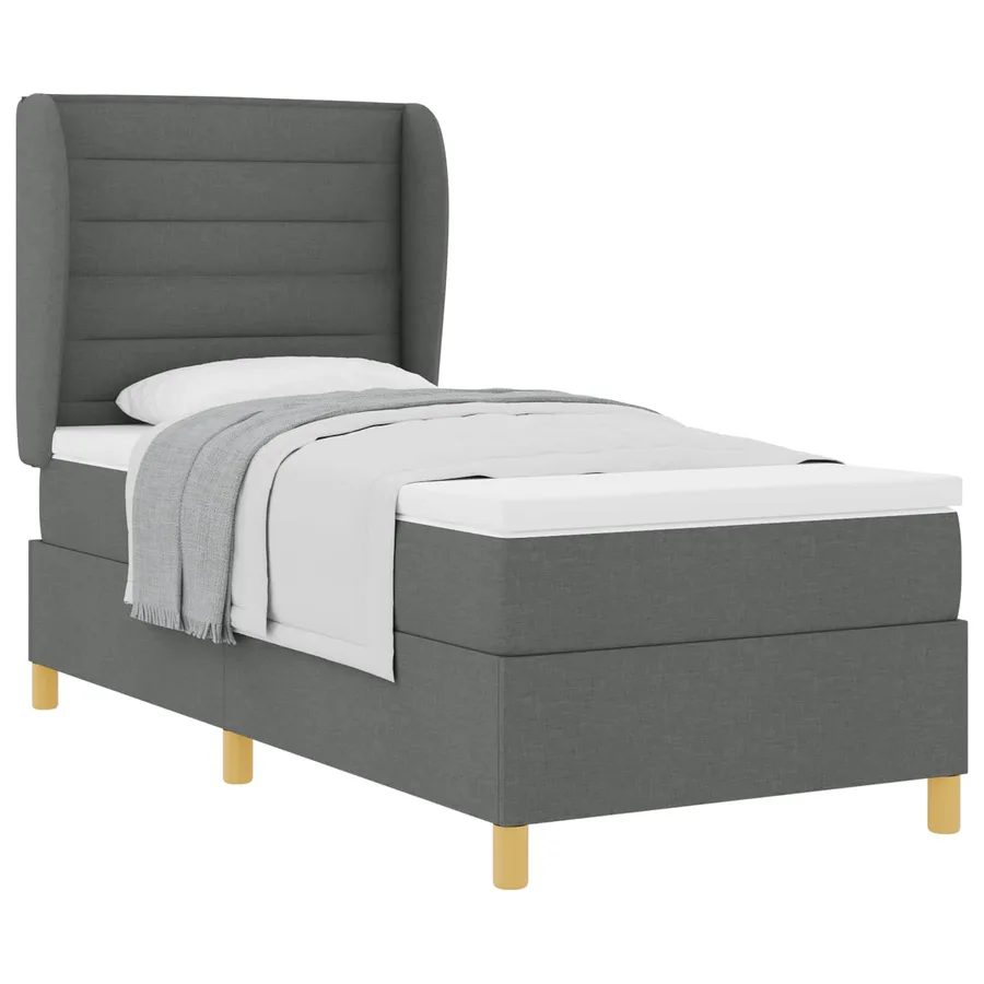 Lit à ressorts avec matelas Gris foncé 200 x 80 cm tissu - 2
