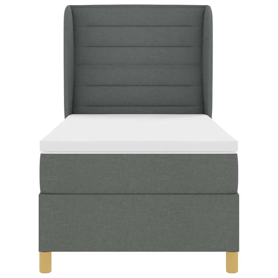 Lit à ressorts avec matelas Gris foncé 200 x 80 cm tissu - 7
