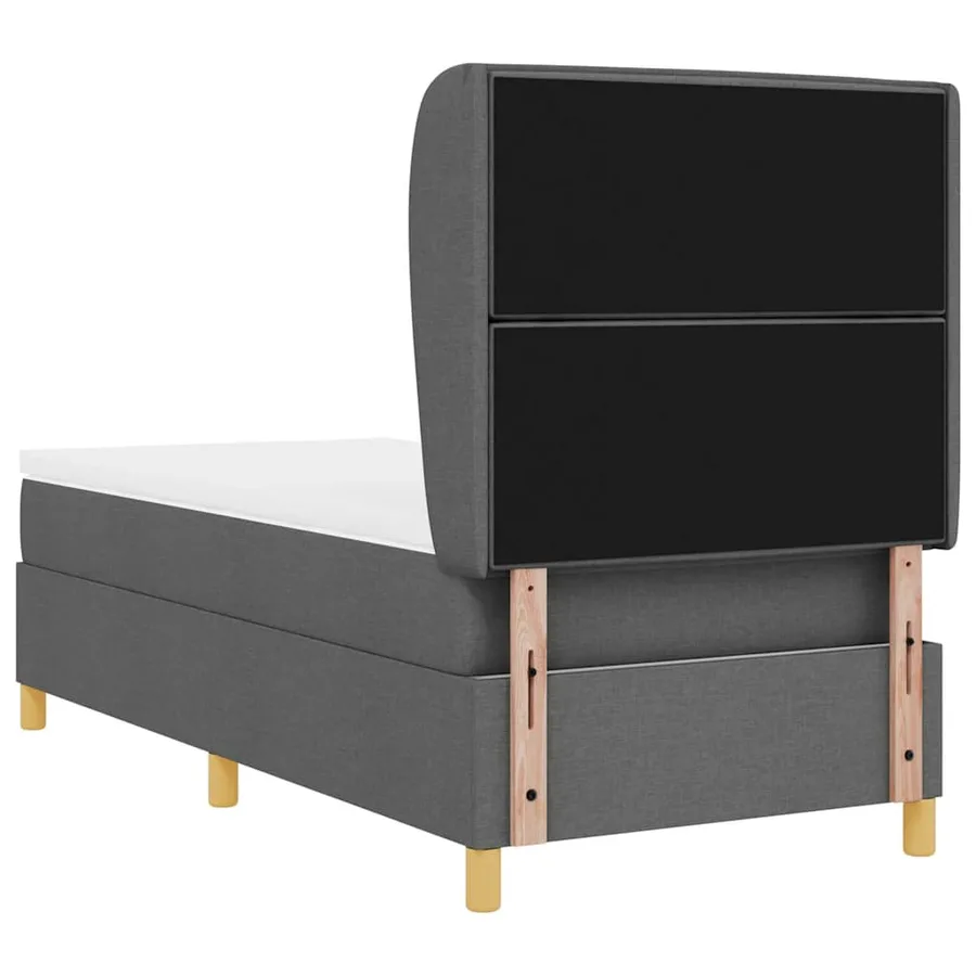 Lit à ressorts avec matelas Gris foncé 200 x 80 cm tissu - 9