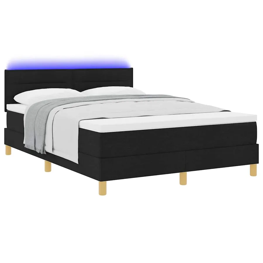 Lit à ressort LED avec bandes LED Noir 140 x 190 cm tissu - 3