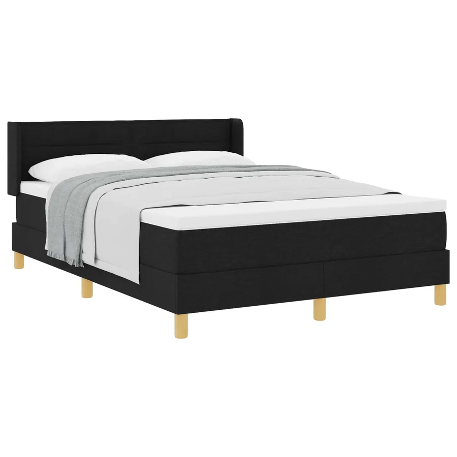 Lit à ressorts avec matelas Noir 190 x 140 cm tissu - 2