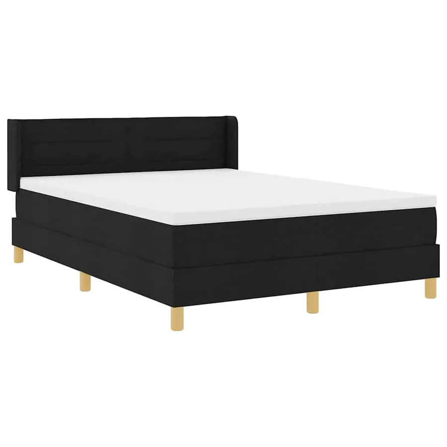 Lit à ressorts avec matelas Noir 190 x 140 cm tissu - 6