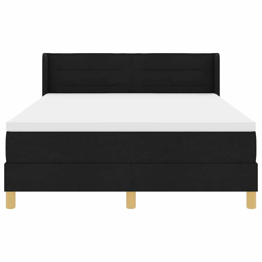 Lit à ressorts avec matelas Noir 190 x 140 cm tissu - 7