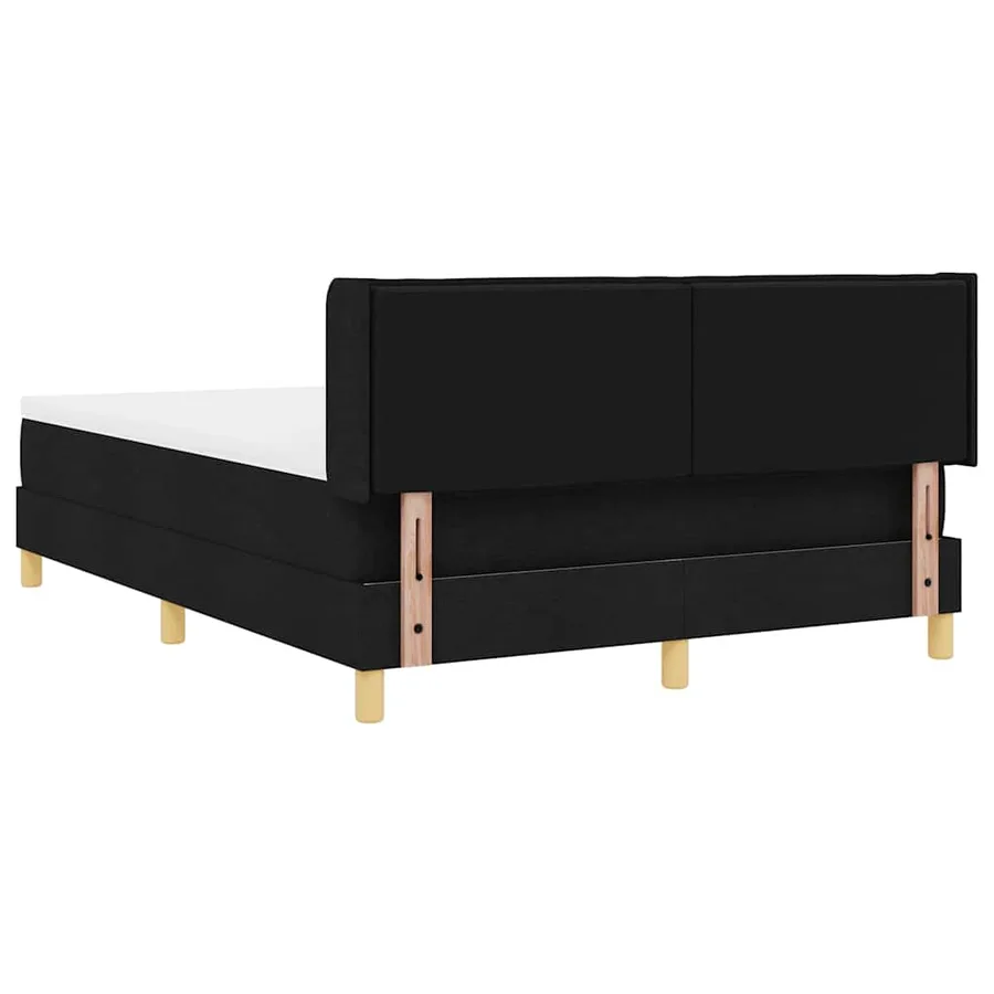 Lit à ressorts avec matelas Noir 190 x 140 cm tissu - 9