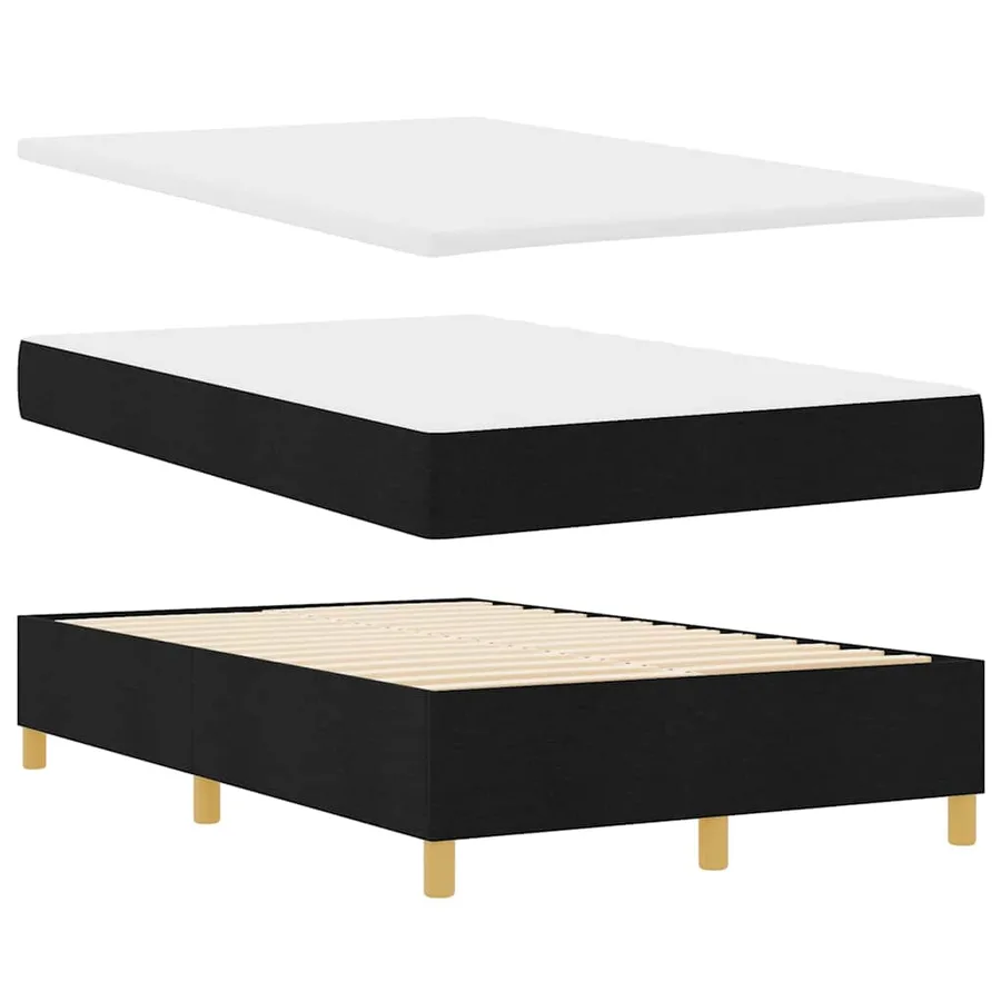 Lit à ressorts avec tête de lit Noir 190 x 120 cm tissu - 4