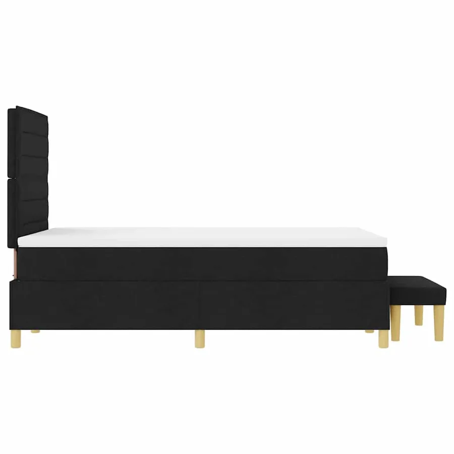 Lit à ressorts avec tête de lit Noir 190 x 120 cm tissu - 9