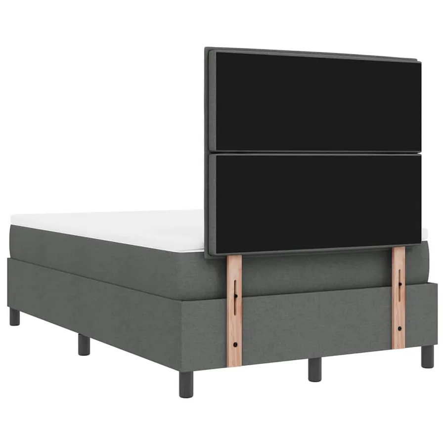 Lit à ressorts avec matelas Gris foncé 120 x 190 cm tissu - 10