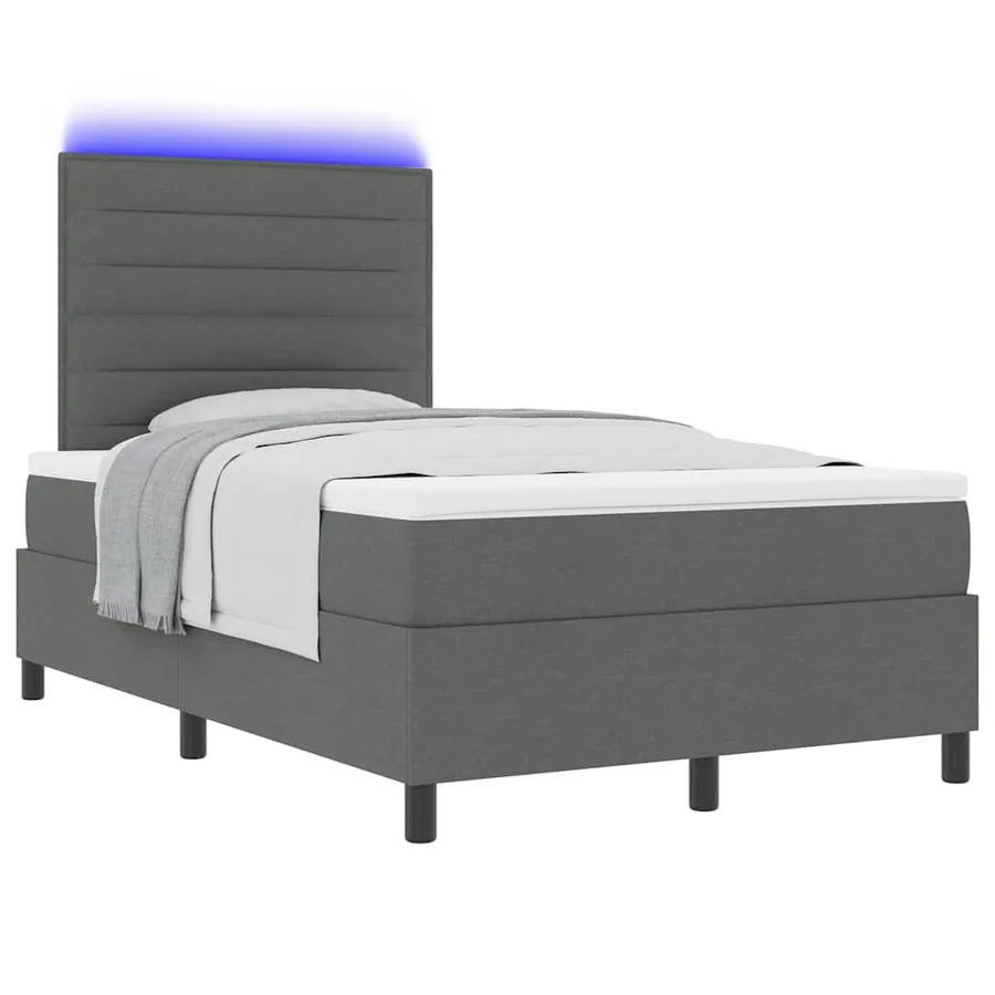 Lit à ressorts avec matelas Gris foncé 120 x 190 cm tissu - 3
