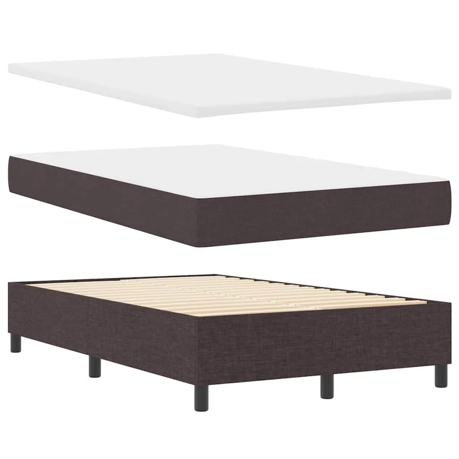 Lit à ressorts avec matelas Marron foncé 120 x 190 cm tissu - 6