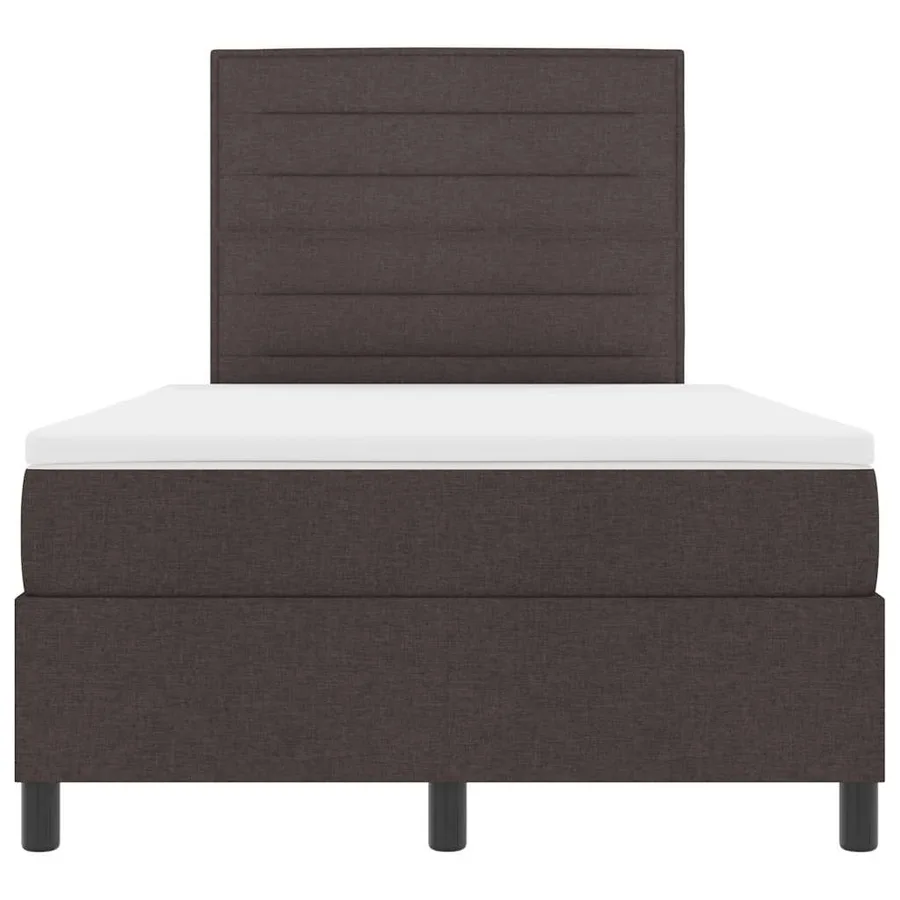 Lit à ressorts avec matelas Marron foncé 120 x 190 cm tissu - 7