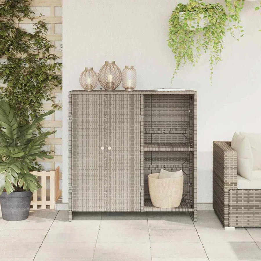 Armoire de rangement Gris clair 100 x 36 x 102 cm Rotin - 3