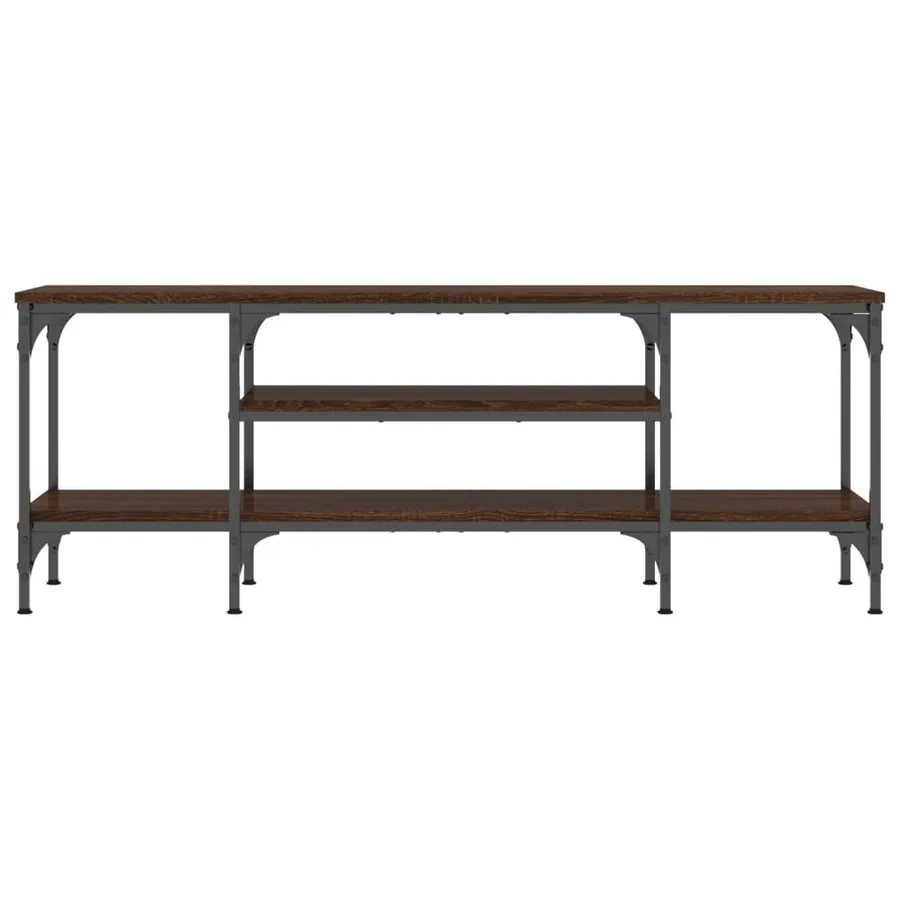 Meuble TV chêne marron 121x35x45 cm bois d'ingénierie et fer - 4