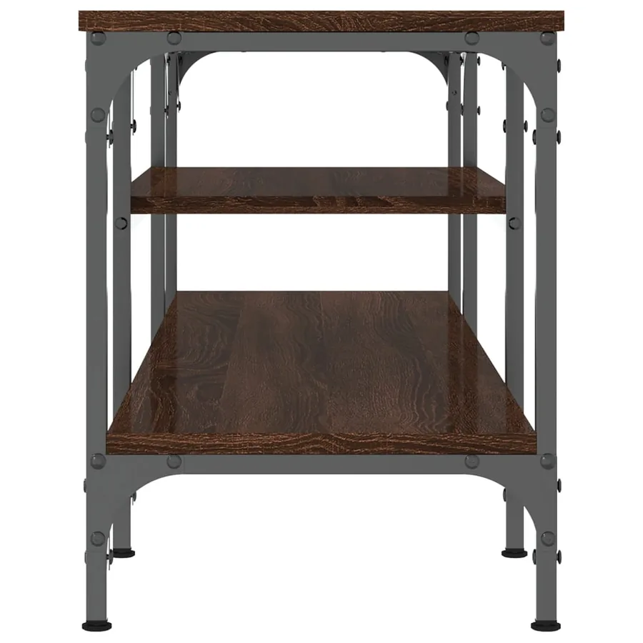 Meuble TV chêne marron 121x35x45 cm bois d'ingénierie et fer - 5