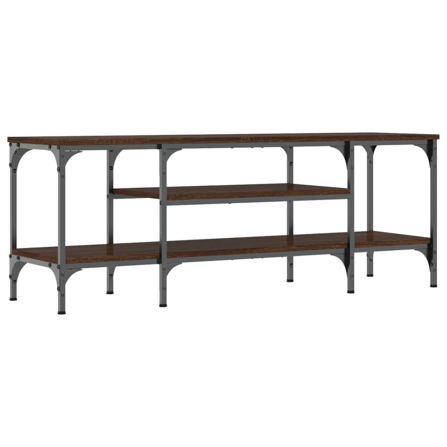 Meuble TV chêne marron 121x35x45 cm bois d'ingénierie et fer - 6