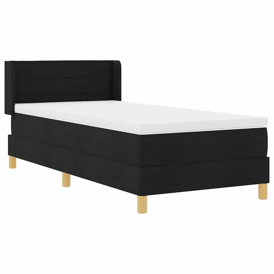Lit à ressorts avec matelas Noir 190 x 90 cm tissu - 6