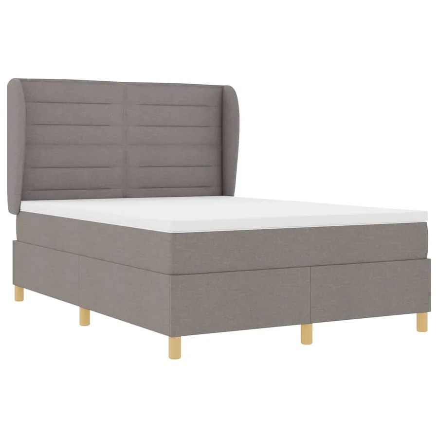 Lit à ressorts avec matelas Taupe 200 x 140 cm tissu - 5