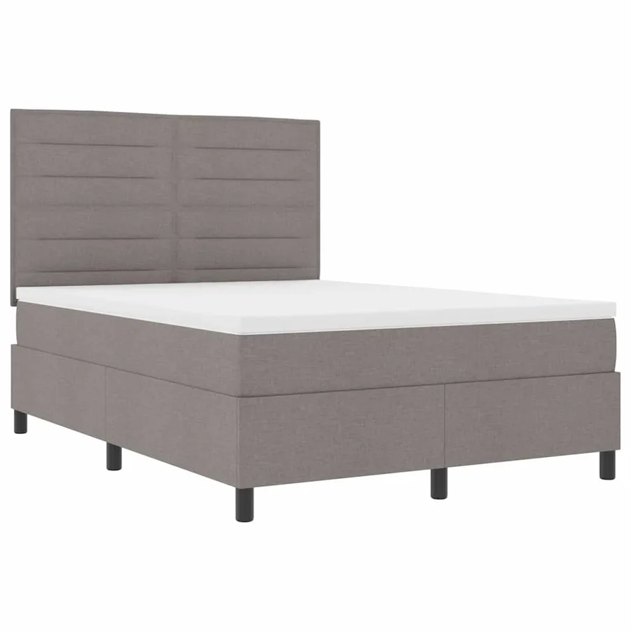 Lit à ressorts avec matelas Taupe 140 x 190 cm tissu - 5
