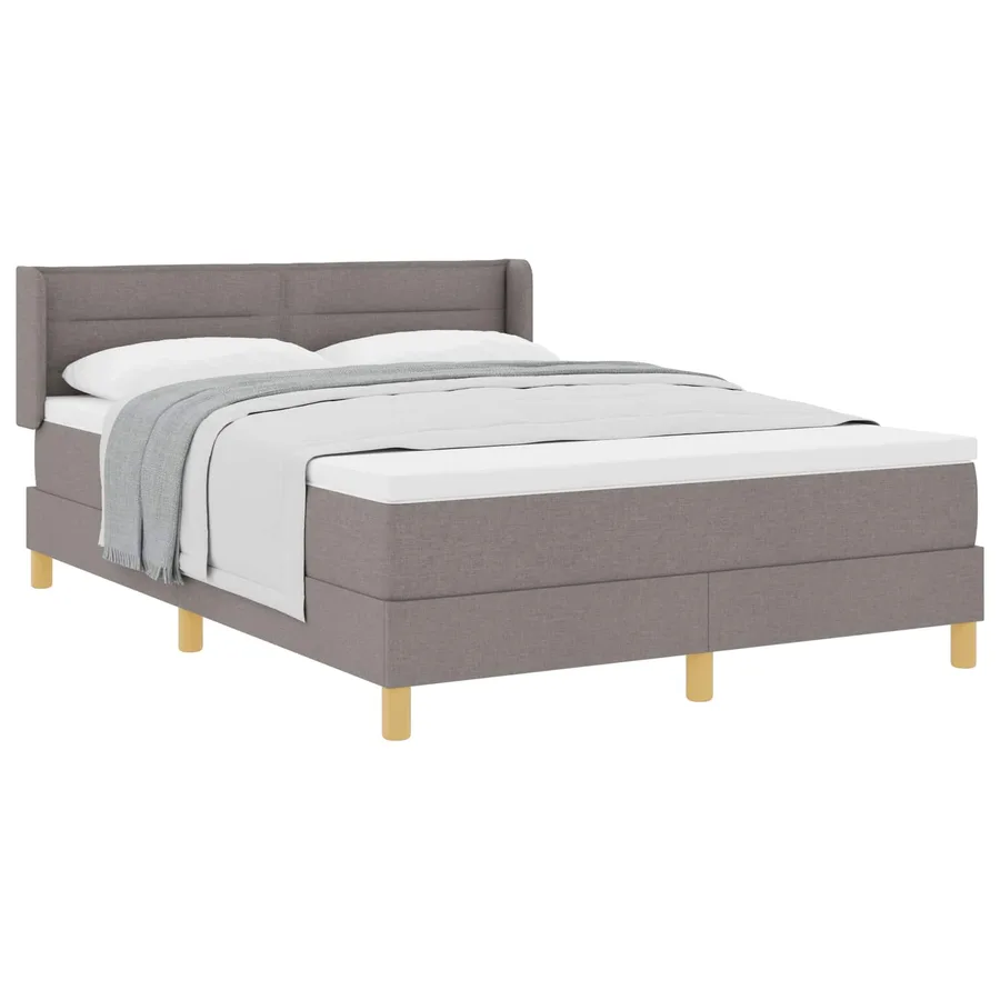 Lit à ressorts avec matelas Taupe 190 x 140 cm tissu - 2