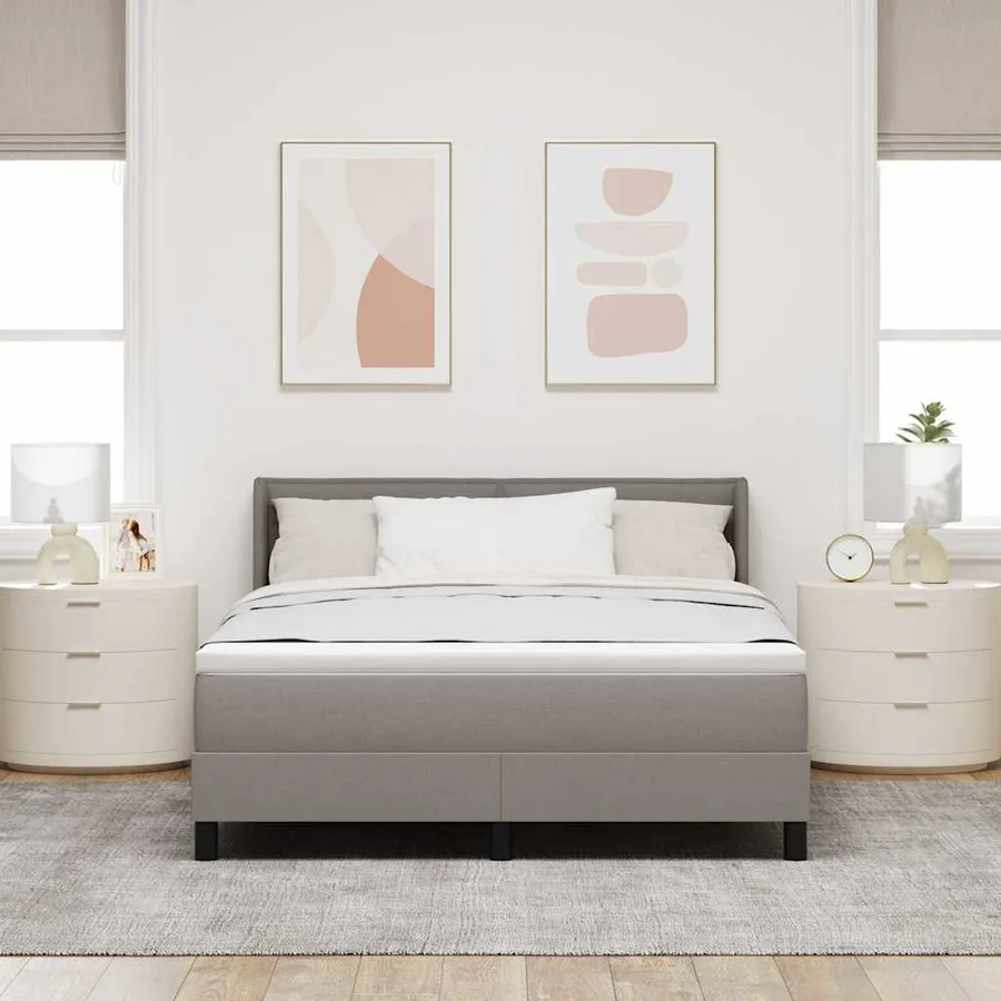 Lit à ressorts avec tête de lit Taupe 200 x 140 cm tissu - 3